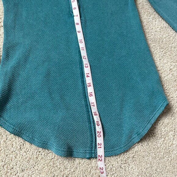 Free People Alpine Cuff Henley Thermal Blue Button Scoop Neck Long Sleeves, M - Picture 5 of 6
